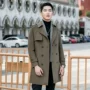 Áo khoác len nam AEMAPE nam mùa thu và mùa đông dài Han Feng Nizi áo khoác gió hai mặt giản dị - Áo len áo khoác len