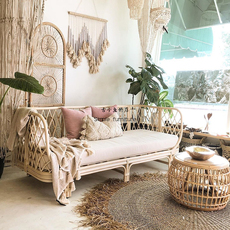 Диван из ротанга 古小鱼 北欧藤沙发ins东南亚藤编家具民宿客栈家用双三人真藤藤椅