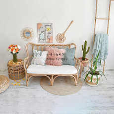 Диван из ротанга 古小鱼 ins双人藤椅民宿阳台印尼藤条家具小户型藤编沙发茶几组合