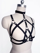 Ngực nữ kiểu O-ring dát với đồ lót garter ngực bra đen lồng - Nịt Tất