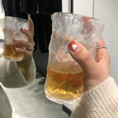 南极人北欧ins简约极冻新品冰川纹玻璃杯水杯红酒杯咖啡杯子