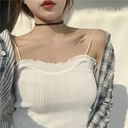 Áo sơ mi không tay bụng tatto dây đeo mùa hè co giãn bên trong áo voan nữ yếm gợi cảm - Áo vest