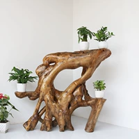 Root khắc khung phòng khách gỗ rắn nghệ thuật tự nhiên gốc cây trong nhà bonsai nhiều lớp long não gỗ trang trí sàn kệ - Các món ăn khao khát gốc 	bộ bàn ghế gốc cây nguyên khối