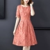Zhuo Tu nữ 2019 hè mới đầm ngắn tay voan đầm thời trang eo qua đầu gối Một chiếc váy chữ - A-Line Váy A-Line Váy