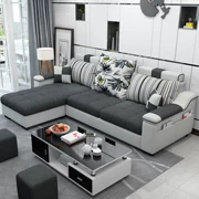 Sofa vải đơn giản căn hộ nhỏ kết hợp sofa có thể tháo rời góc cho thuê phòng ba đồ nội thất phòng khách - Ghế sô pha
