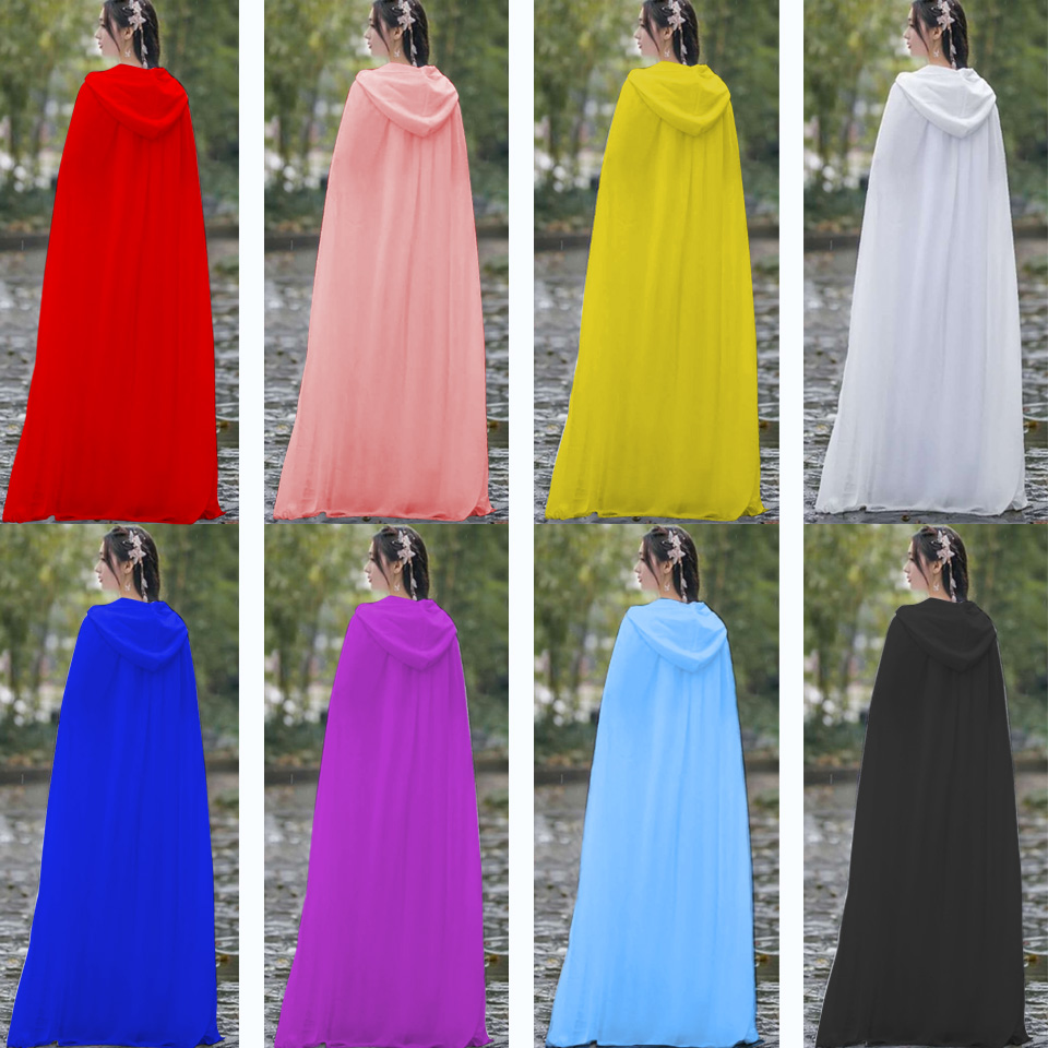 Hanfu Cloak Red Cloak Thin Outer Cloak Women's Long Desert Travel Photograph Shawl Hooded Ancient Chiffon