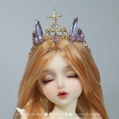 taobao agent 蜂饰 BJD baby with crown three four points, 34 points, uncle's head jewelry, the crown of the crown of the crystal cross head crown