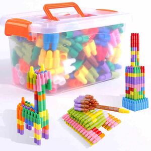 塑料拼插火箭大号子弹头积木玩具3-6岁幼儿儿童小男孩子拼装益智