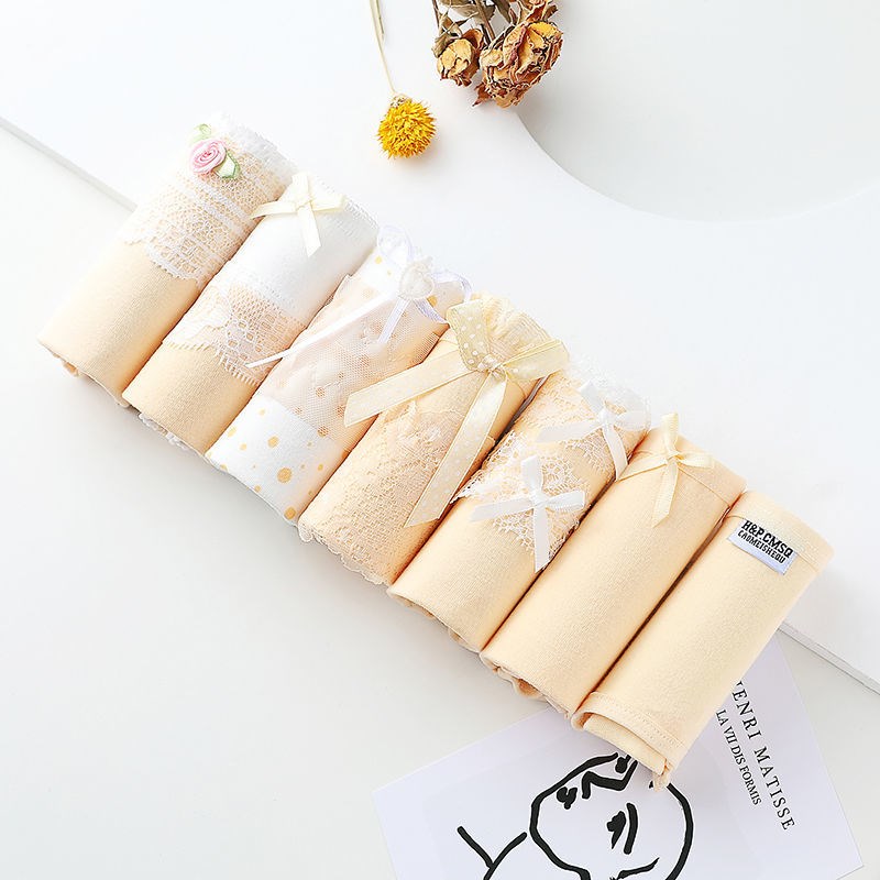 214220 # & 7-Pack & All Cotton Girls-l76underpants female summer ma'am Cotton girl pure cotton girl student solar system Big size No trace student Korean version lovely Sweet