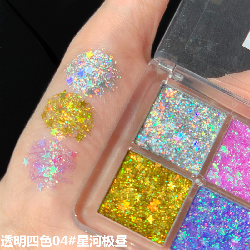 04 Children Stage Performance Four Color Sequins Wet Eye Shadow.cos colour Eyeshadow Compact 63 colour children stage perform Makeup student dresser special-purpose Waterproof and sweat proof Make up tray