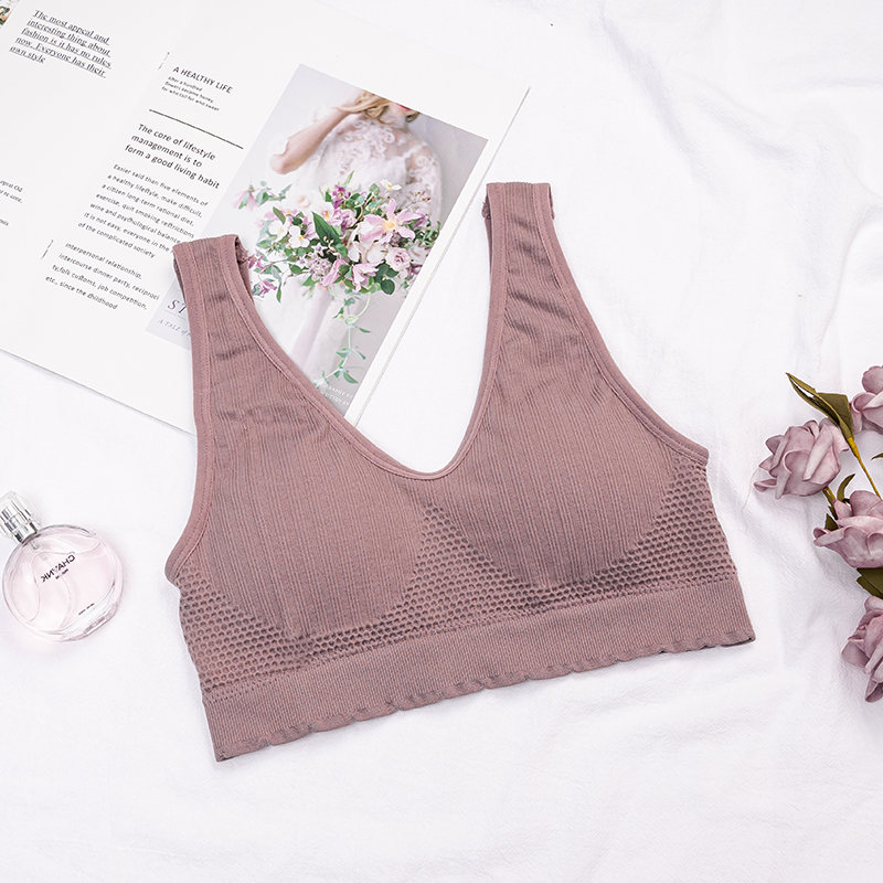 Purple Greymom Underwear female Bras Middle aged and old people Vest style Big size summer Wireless  the elderly motion Gather together thin Bra