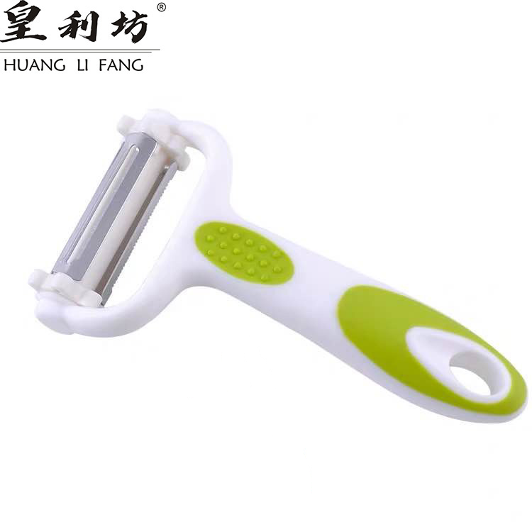 Three Sided Plane (White Green)Melon planer household stainless steel peel Potato planer Silk slice multi-function kitchen melon Planing Melon and fruit Paring knife Artifact