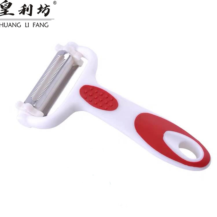 Three Sided Planer (White Red)Melon planer household stainless steel peel Potato planer Silk slice multi-function kitchen melon Planing Melon and fruit Paring knife Artifact