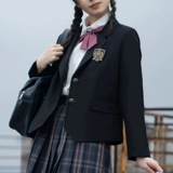 Куртка, черный осенний костюм, значок, униформа для школьников, сексуальный топ, длинный рукав