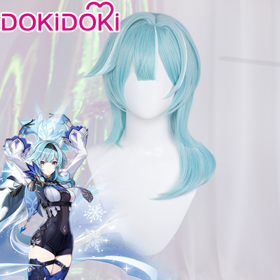 taobao agent Dokidoki pre -sale of the original god cos eula cosplay wig light blue white picking fake hair