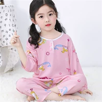 Летняя детская пижама, тонкий хлопковый комплект, осенняя домашняя одежда, семейный стиль