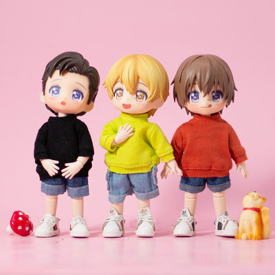 taobao agent OB11 baby solid color striped sweater T -shirt long -sleeved 12 points BJD doll clothes GSC P9 molly