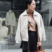 Áo khoác lông cừu nữ 2018 phiên bản Hàn Quốc mới của phần ngắn làm dày lông cừu bằng da một mùa thu retro