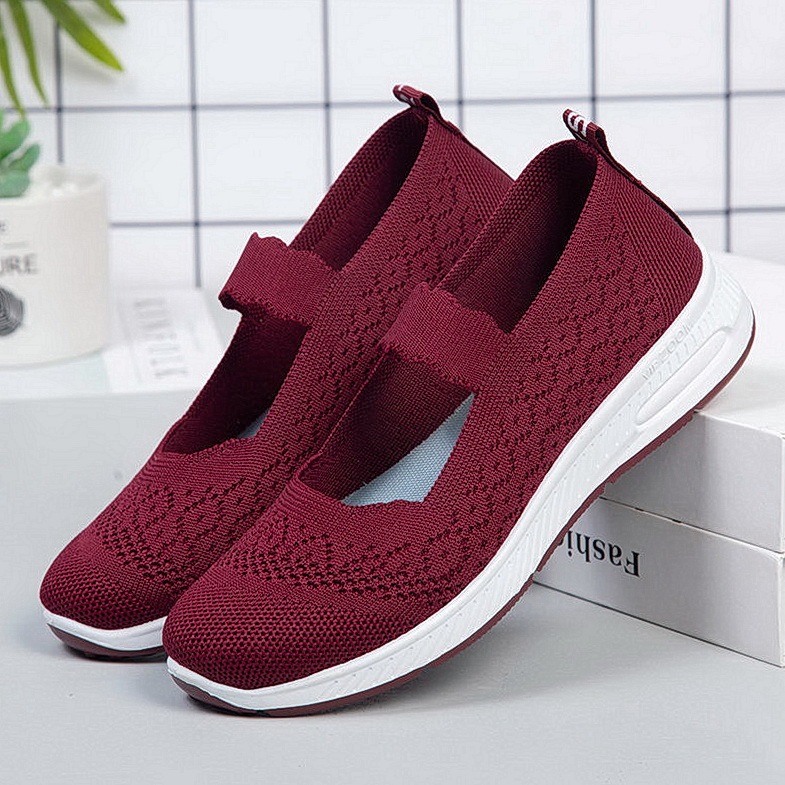 ClaretOld Beijing Sandals female spring and autumn Cloth shoes female Flying weaving ventilation Shallow mouth Mom shoes Flat bottom non-slip Middle aged and elderly Walking shoes