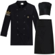 Длинные рукавы [черный] + черный фартук + черная хлопковая шляпа