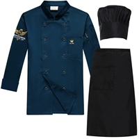 Длинные рукавы [озеро синий] + черный фартук + черная хлопковая шляпа