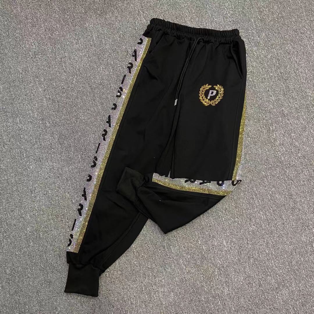 Black2021 summer new pattern Fashion and leisure sweatpants  8155 easy motion trousers European goods heavy industry trend Tie one's feet sweatpants