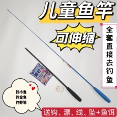 Ice удочкой 小孩专用鱼竿儿童鱼竿套装带钩漂线直接钓鱼竿广场摆摊钓小鱼钓虾