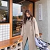 măng tô nữ 2023 Khí chất Retro Áo khoác len hai dây khâu tay nữ phong cách Hàn Quốc Áo khoác len hai mặt dáng rộng mùa thu đông áo khoác nỉ nữ Trench Coat