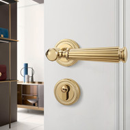 Khóa cửa vàng trong nhà phòng ngủ chia phòng khóa cửa tay nắm cửa bằng gỗ ánh sáng sang trọng hút nam châm khóa câm Mỹ Pháp khóa cơ