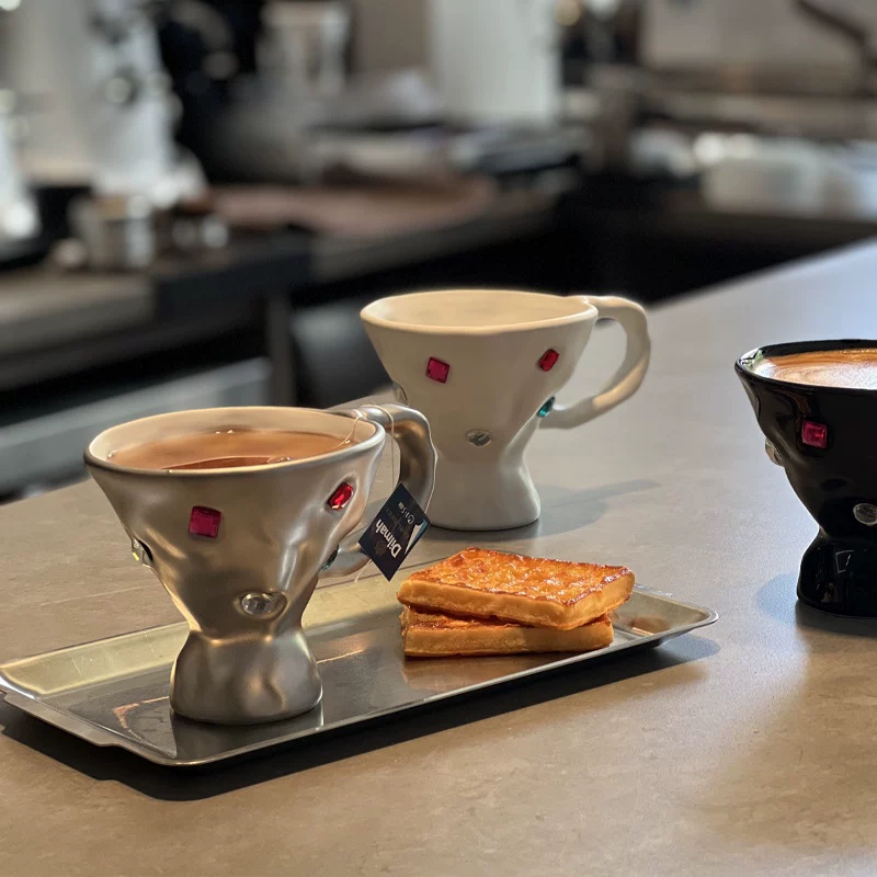 Серебряная кружка Gem Sempral Mark Cup Girl Heart Millennium Diamond Couple Mark Cup Water Cup Pull Coffee Cup Ceramic Cup