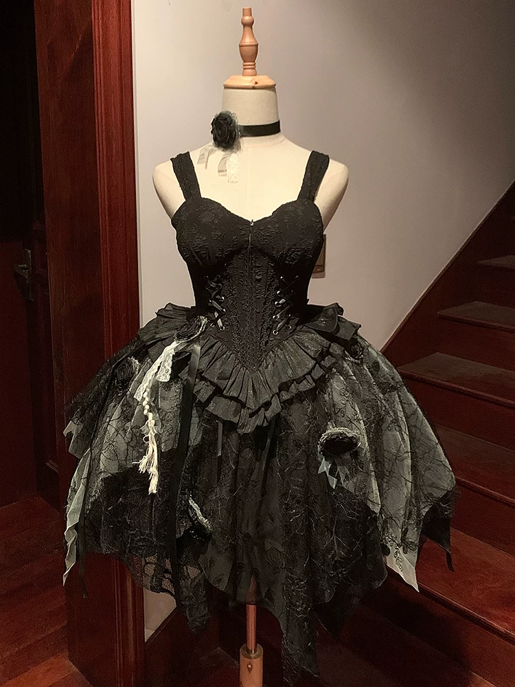 Оригинальный дизайн Tuxue Meow клетка священник готическая Лолита тёмная юбка-платье с ярджа