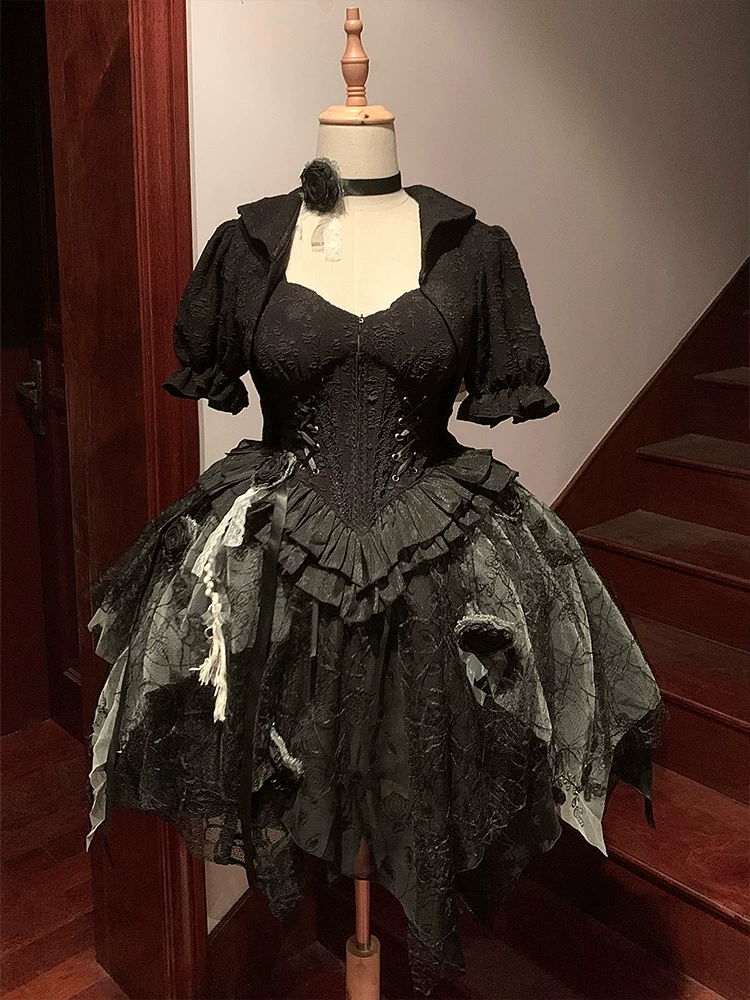 Оригинальный дизайн Tuxue Meow клетка священник готическая Лолита тёмная юбка-платье с ярджа