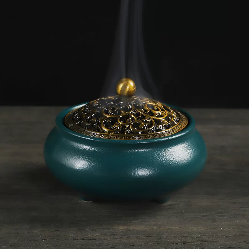 @..Celadon Ceramic Spray Glaze Incense Burner Fragrant Stove