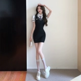 Комплект, платье, лонгслив, в американском стиле, в британском стиле, осенний, с акцентом на бедрах