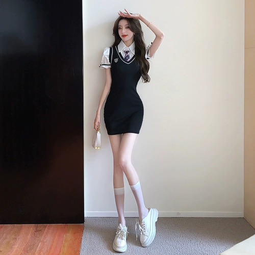 Комплект, платье, лонгслив, в американском стиле, в британском стиле, осенний, с акцентом на бедрах