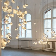 Villa gác xép song công cầu thang Chanders Hotel Hotel Hall High Looping Modern Art Crystal Custom đèn chùm thả đèn led hộp thả trần