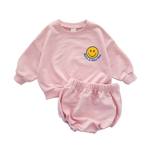Baby Girls Clothes Sets Cotton Smiley Face Print ops Sweater