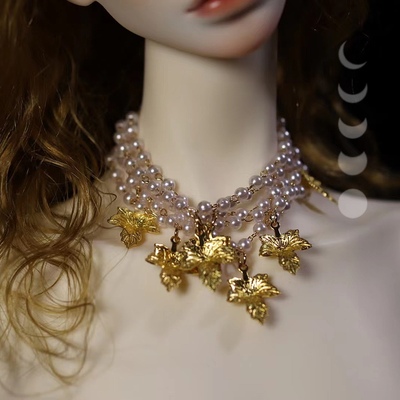 taobao agent [Moon Phase Thirteen] [Trafficking] BJD necklace Multi -layer Pearl Necklace Three -point Baby Accessories