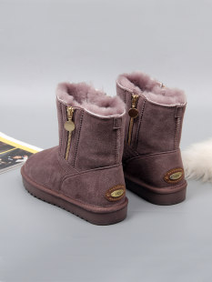 Зимние UGG с молнией, кожаные нескользящие тёплые ботинки средней длины
