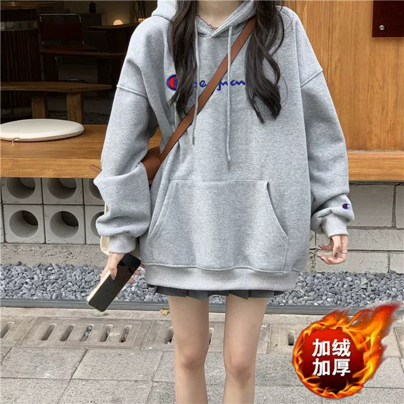 Demi-season hoody, warm jacket, Japanese version, for beloved, oversize, increased thickness