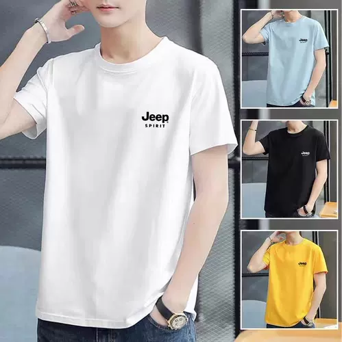 Jeep, летний джип, тонкая трендовая хлопковая приятная телу футболка с коротким рукавом для отдыха, круглый воротник, короткий рукав