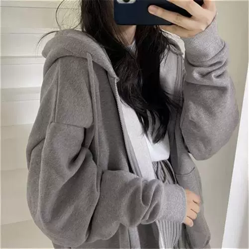 ЖЕНСКИЕ ХОРАНЖУКА стильные худи на молнии Oversized однотонные P