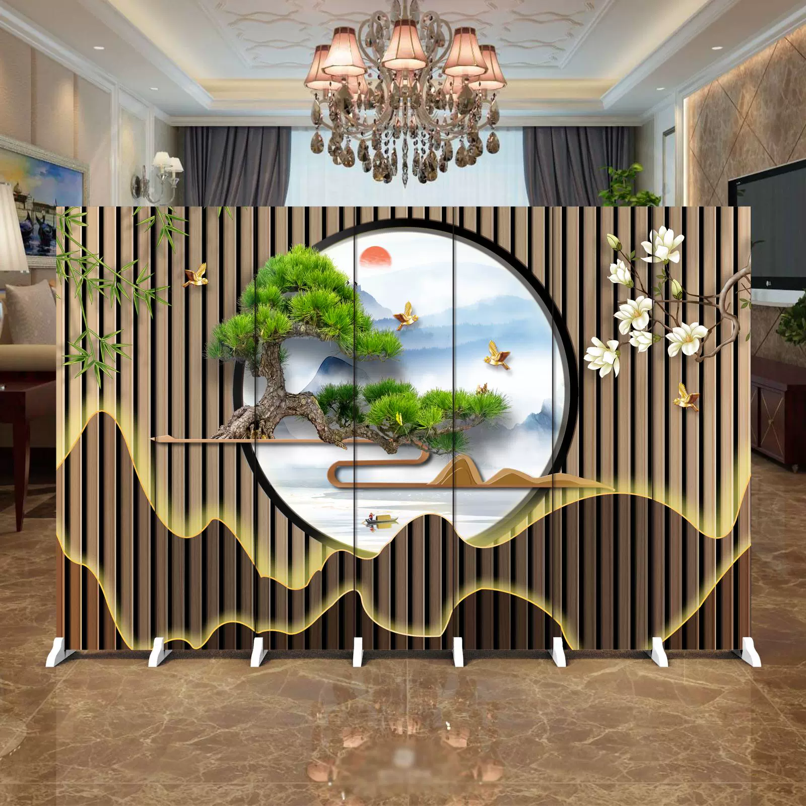 Màn hình phòng khách kiểu Trung Quốc mới
         tùy chỉnh vách ngăn lối vào che chắn phòng ngủ gia đình văn phòng khách sạn gấp màn hình gấp hai mặt di động vách trang trí 