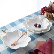 Đĩa trắng tinh khiết hộ gia đình đĩa món ăn đĩa gốm đĩa dao kéo đơn giản sáng tạo món ăn đĩa sâu đĩa - Đồ ăn tối