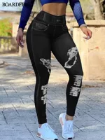 Women Faux Jeans Seamless Butt Lifting Leggings Long Pants C