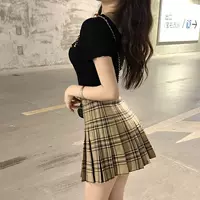 Plaid Half Length Skirt Womens A-line Short Skirt High Wais