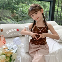 Летняя детская майка топ для отдыха, эффект подтяжки, 2023, в западном стиле, в корейском стиле, цветочный принт, в цветочек