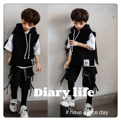 taobao agent [Crooked fruit spot Daily baby clothes BJD four -five -point baby short -sleeved hooded pants, men's clothing suit T -shirt