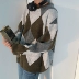 Áo len nam 19studio mùa thu và mùa đông Hàn Quốc của xu hướng cá tính kim cương tròn cổ áo bảo hiểm nam áo len lỏng - Cặp đôi áo len Cặp đôi áo len