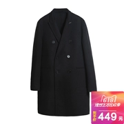 B1AA74301 cashmere áo khoác nam của đôi ngực áo len Hàn Quốc phiên bản của hai mặt áo khoác len nam